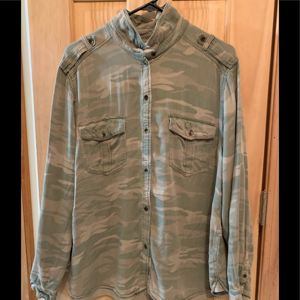 Camo military style button up